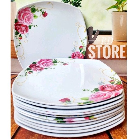 PROMO 12.PCS PIRING PERSEGI CEPER PRASMANAN MELAMINE MOTIF