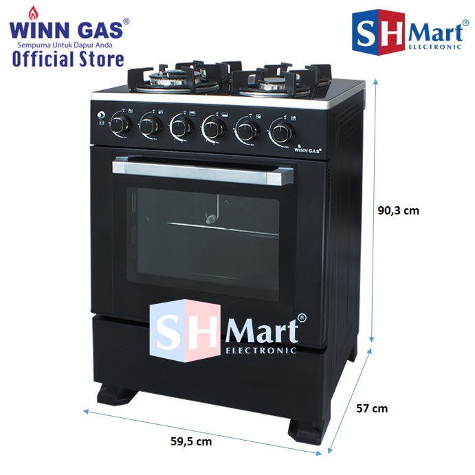 Winn Gas Kompor Freestanding + Oven Grill W5090A / W-5090A Kapasitas 70 Liter - Hitam