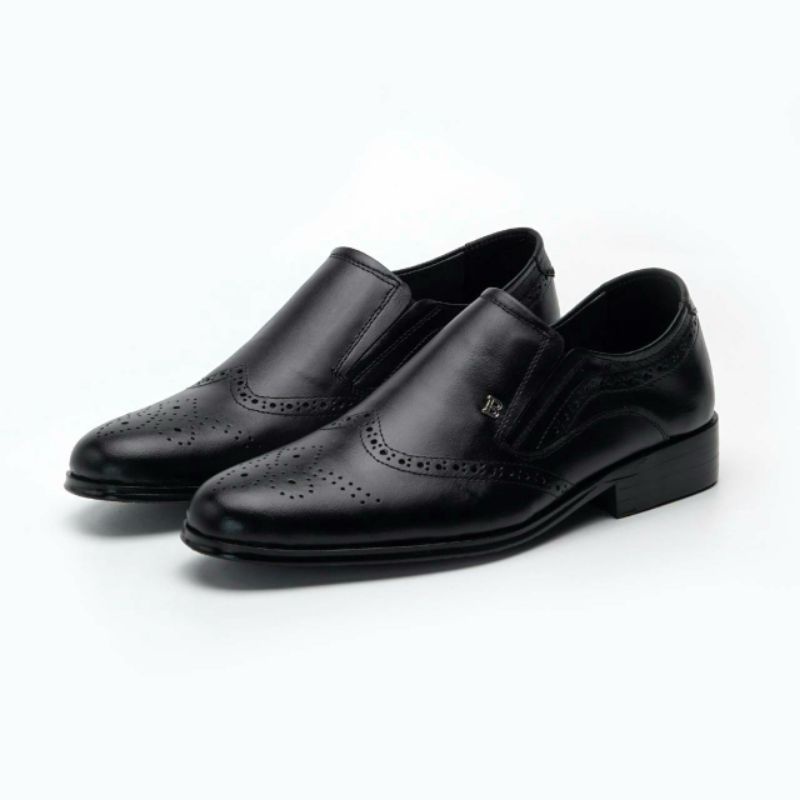 Sepatu Pantofel Pria Kulit Asli Pantopel Slip On Formal Kerja Kantor Kondangan Acara Resmi Warna Hitam