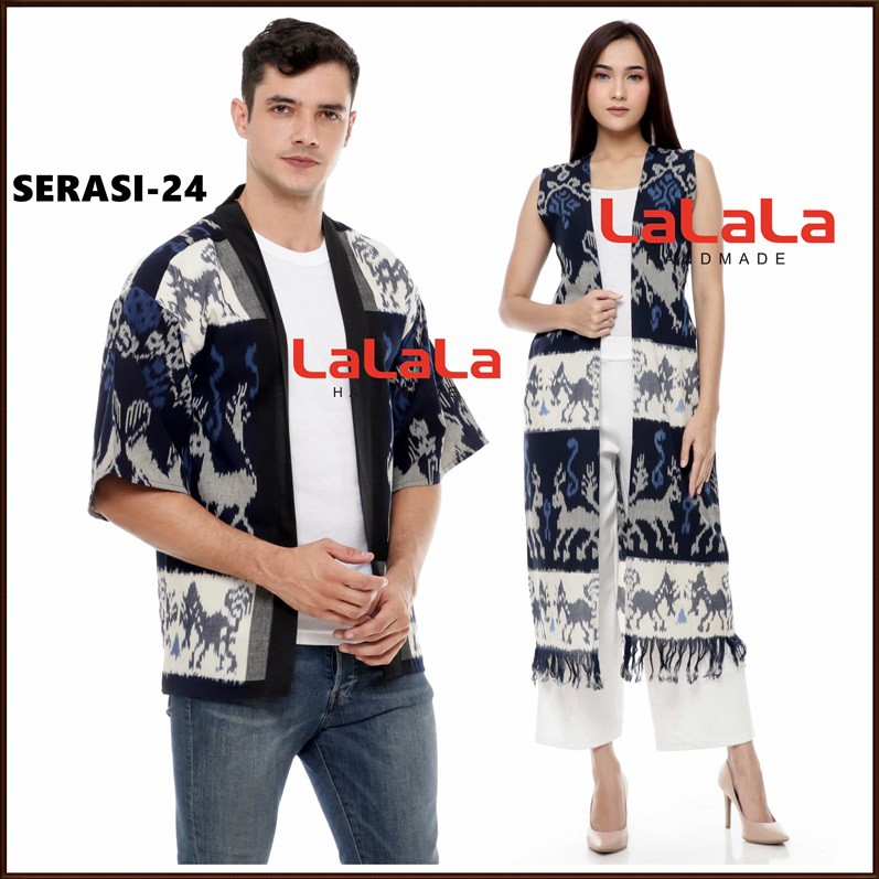 Set Couple tenun etnik - baju tenun, baju etnik - sarimbit atasan blazer cardigan tenun