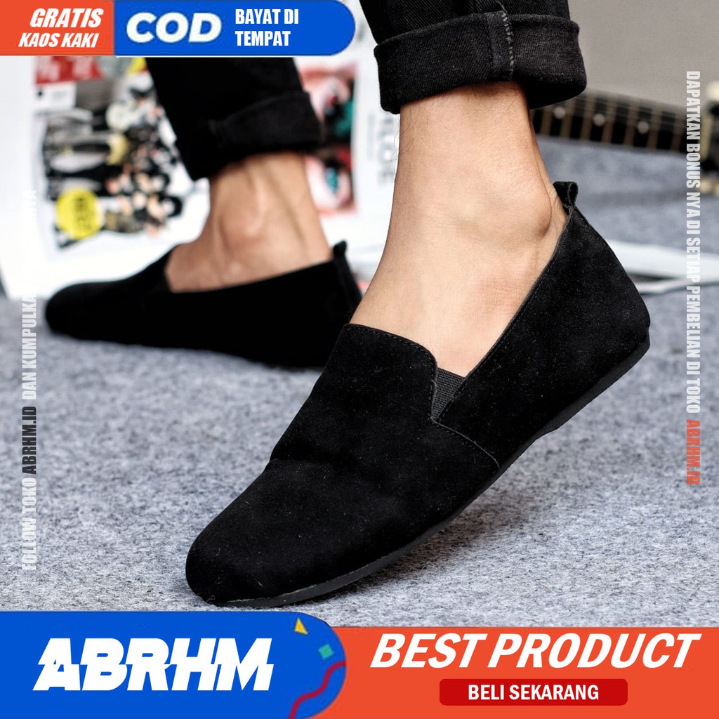 ABRHM X CHORD Sepatu Slip On Pria Sepatu Casual Pria Kulit PU AntiSlip Cowok/Cowo Sepatu Pria Casual