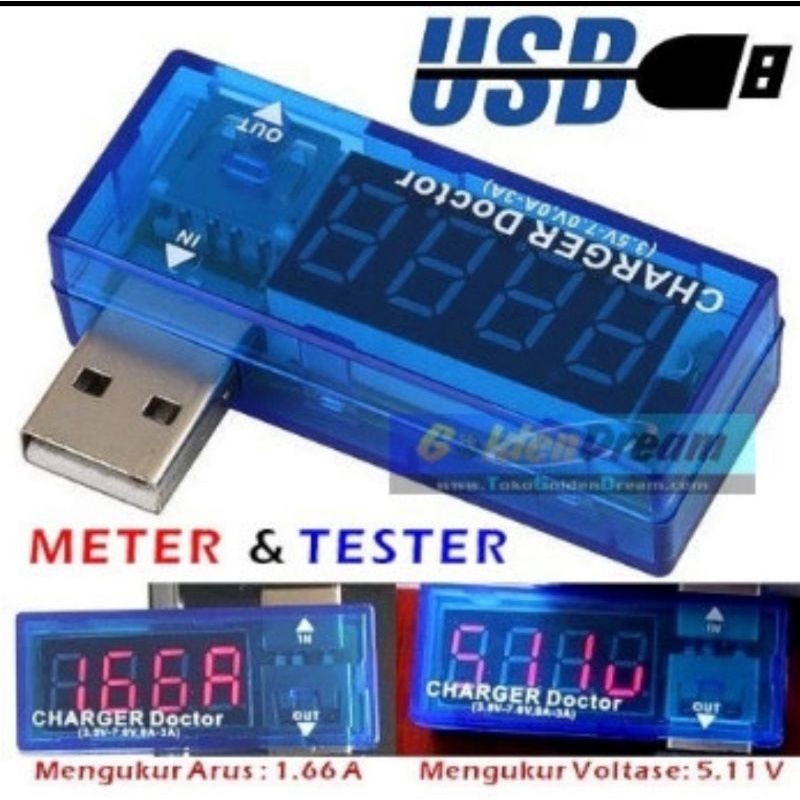 usb multi meter multitester pengukur tegangan volt amper hp