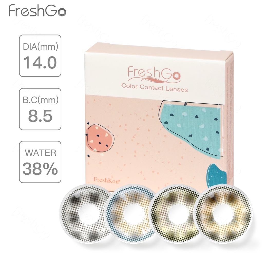 （COD）Freshkon softlens minus(-1.00s/d-6.00) Korea Bestseller Euro Gray soflen diameter 14.00 MM softlens mata