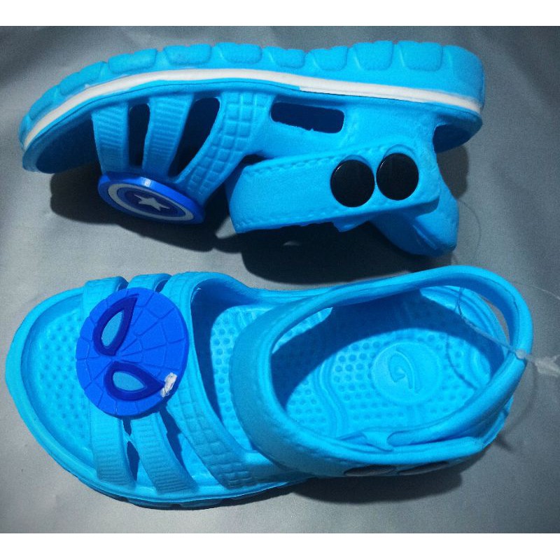 SEPATU SANDAL ANAK  SPIDERMAN/         Sandal karet anak tali kancing baby boy dulux size 19/24