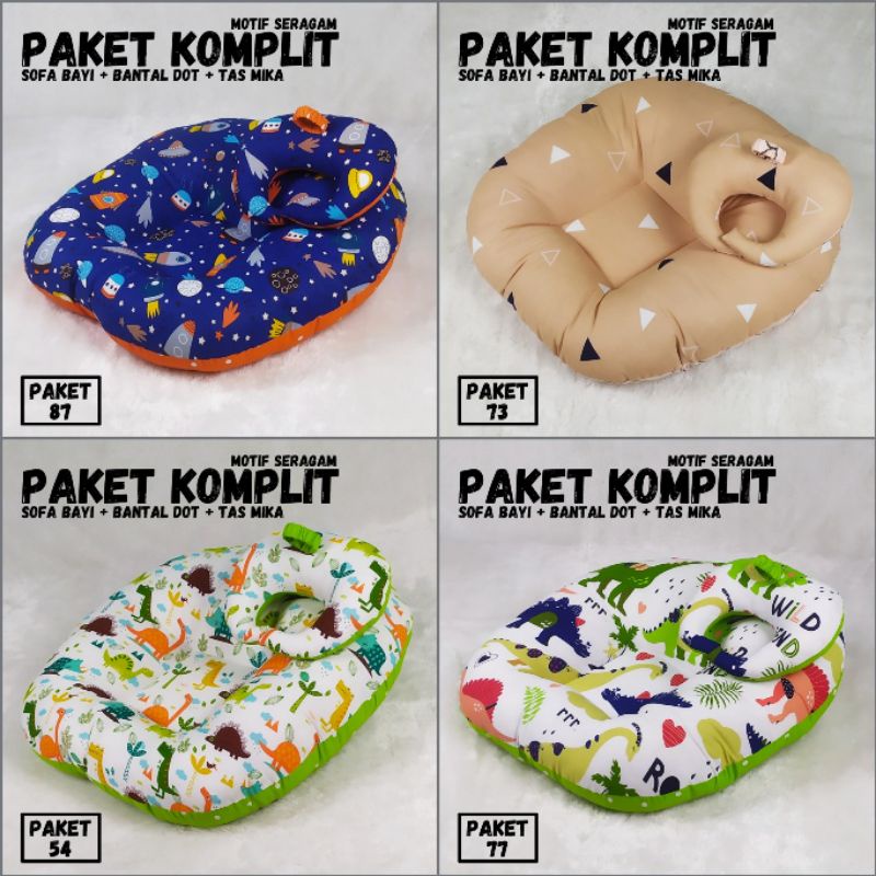 [PAKET KOMPLIT] PAKET SOFA BAYI - SOFA BAYI MULTIFUNGSI - BANTAL DOT BAYI - TAS MIKA SOFA BAYI