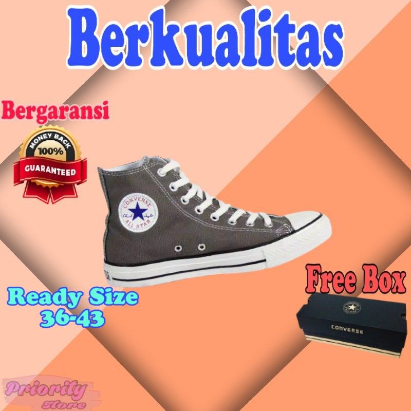 SEPATU CONVERSE ALL STAR HIGH GREY ABU TINGGI CLASSIC SNEAKERS KONVERS KONVERSE PRIA WANITA CHUCK CT