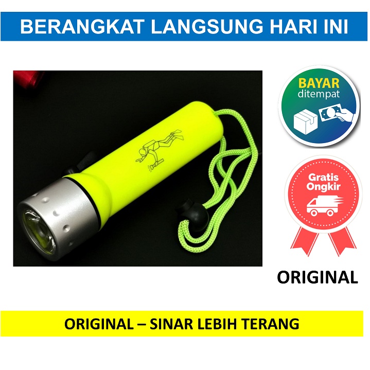 Senter Selam ANTI AIR LIGHT DIVING FLASHLIGHT CREE W2 LED TAHAN KEDAP FLASH SHALLOW LAMPU MINI