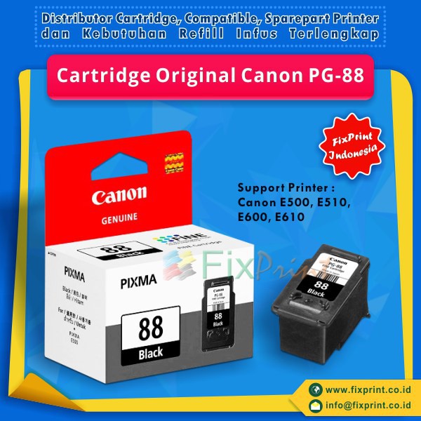 Cartridge Original Canon PG-88 PG88 88 Black, Tinta Printer Canon E500 E510 E600 E610