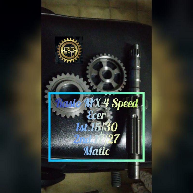 Rasio Racing Jupiter MX 4 Speed Rasing Drag Road Race Ecer Ukuran Gigi 1st.15/30; dan 2nd.17/27
