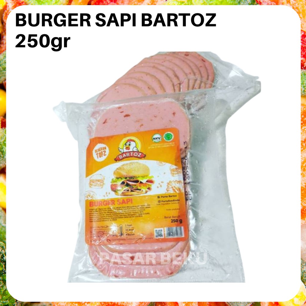 

(Khusus AREA SUMBAR) Burger Sapi Bartoz 250gr Daging Beef Sandwich Frozenfood Padang