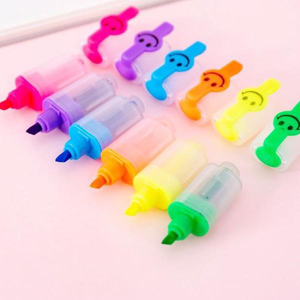 6 PCS Mini Hightlighter Alat Tulis Warna Warni Spidol Set Spidol Sekolah Anak Perempuan Kado