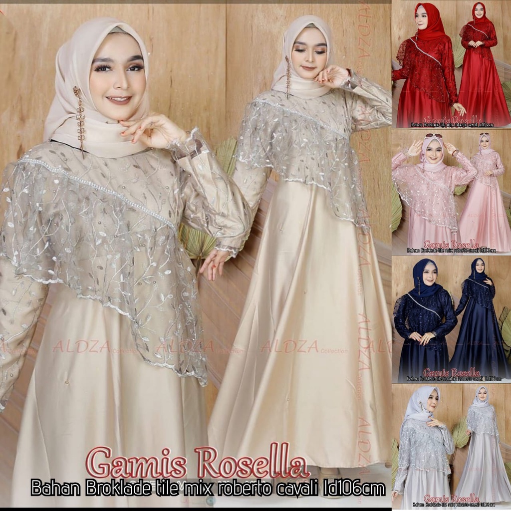 TERMURAH BISA COD  GAMIS ELEGAN BROKAT PREMIUM / GAUN PESTA MUSLIMAH