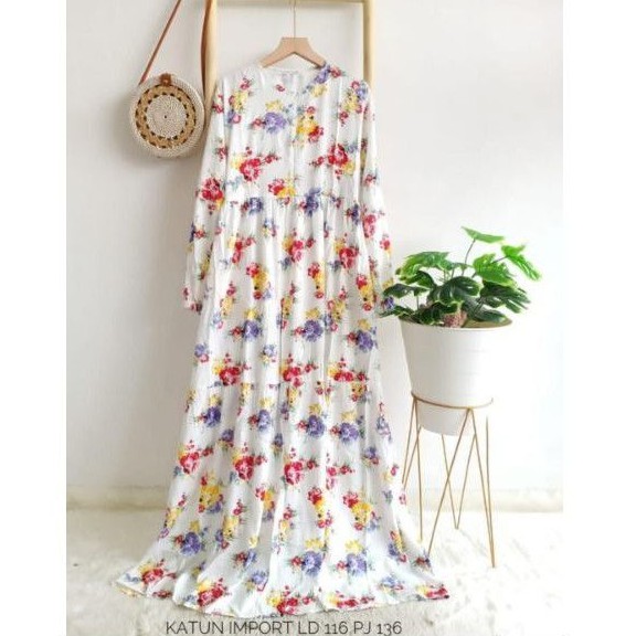 Gamis katun import & katun rayon ld 114 & 116 cm