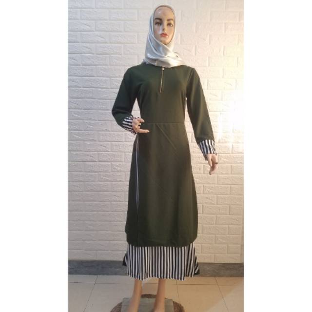 Gamis Wafle - Hijau Army
