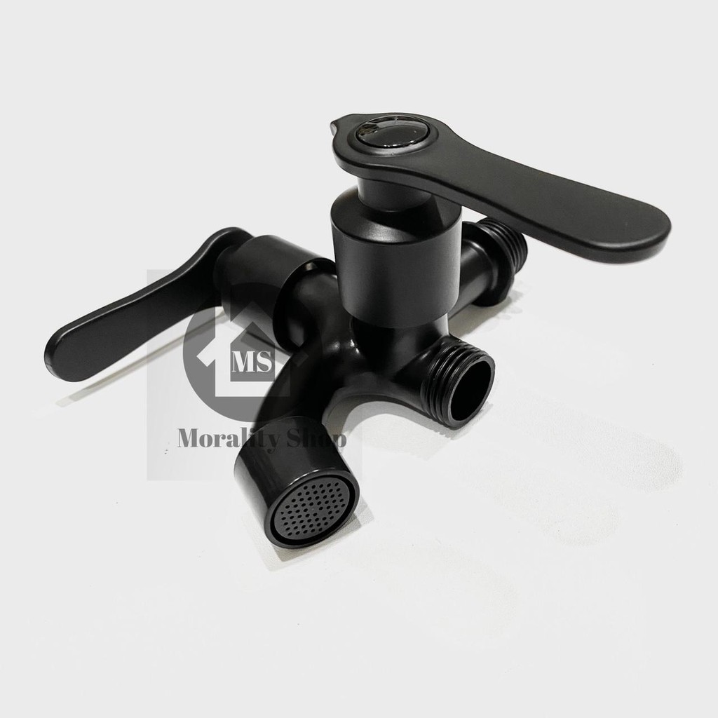 Kran Cabang Shower FB hitam minimalis MURAH - Keran air cabang double shower mandi toilet Black