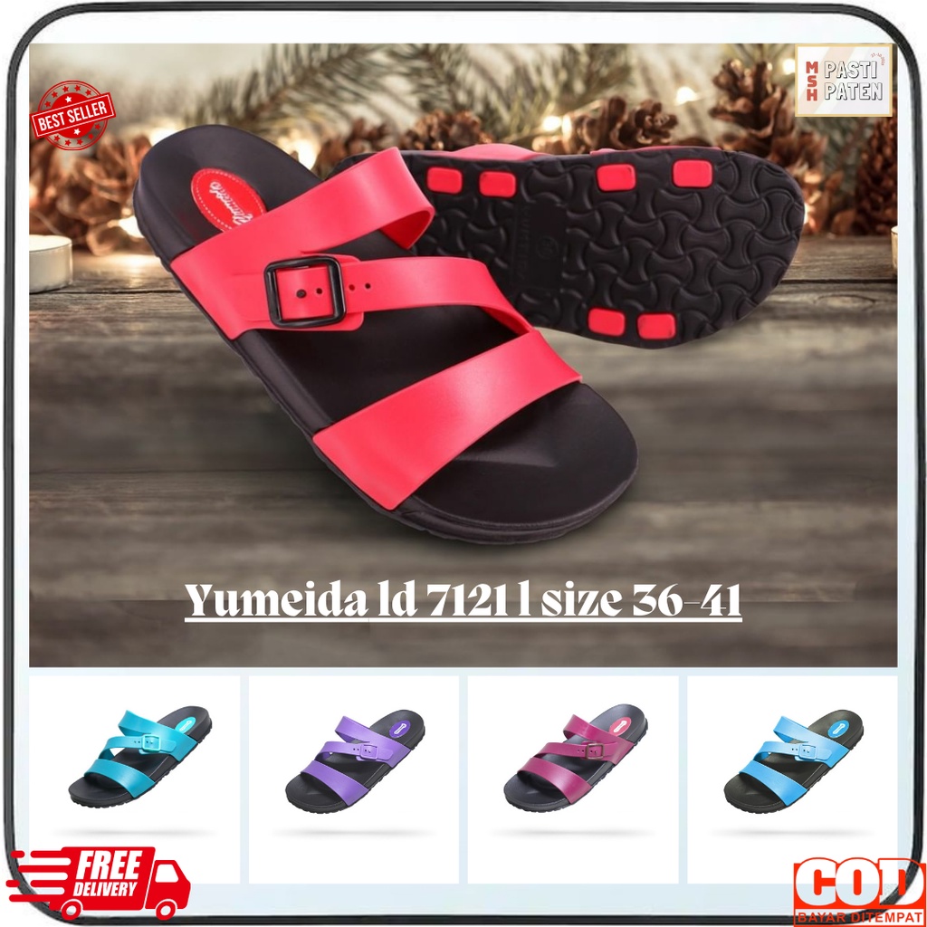 Sandal selop wanita bahan karet ori yumeida ld 7121 l ukuran 36-41 sendal cewe