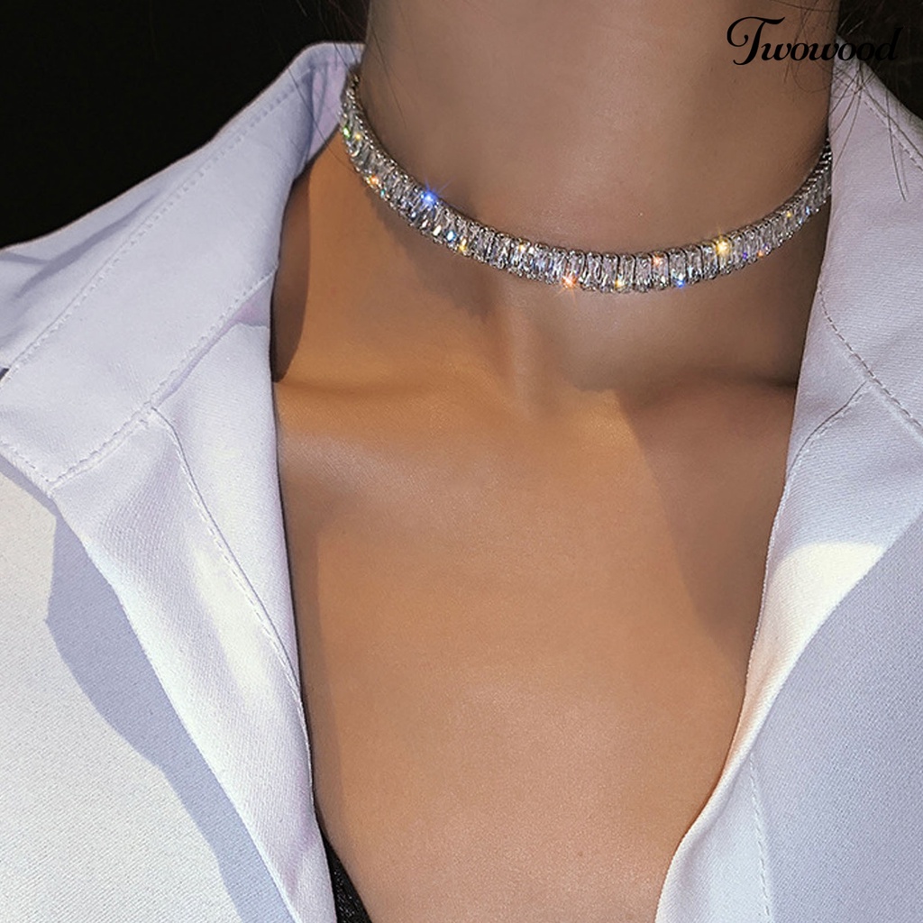 Kalung Choker Adjustable Bahan Cubic Zirconia Untuk Pernikahan