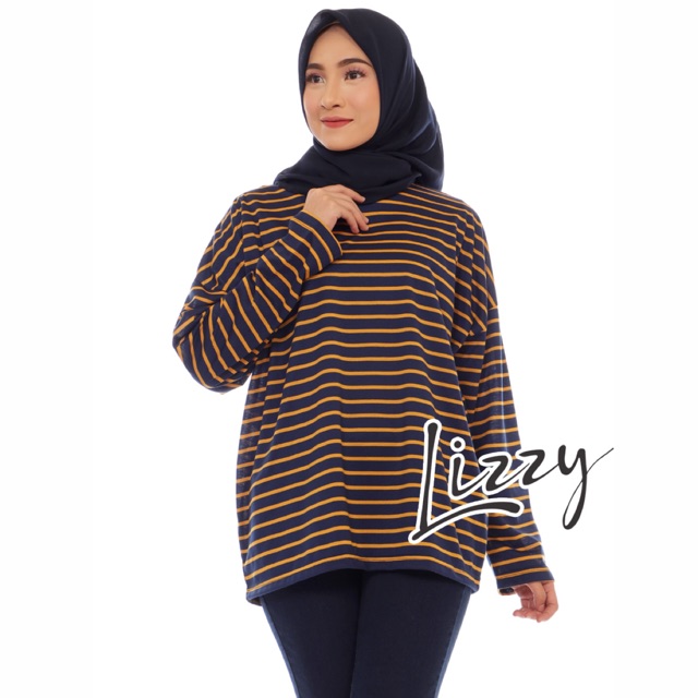 Lizzy - OVERSIZED LONG SLEEVE NAVY MUSTARD