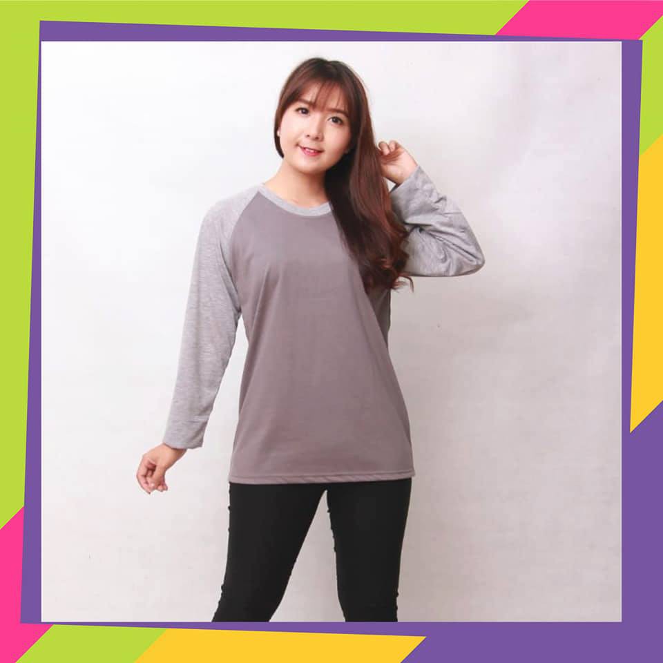 Kaos raglan cewek ABU ABU/ raglan polos hijab /  kaos raglan wanita lengan panjang / winstar polos /