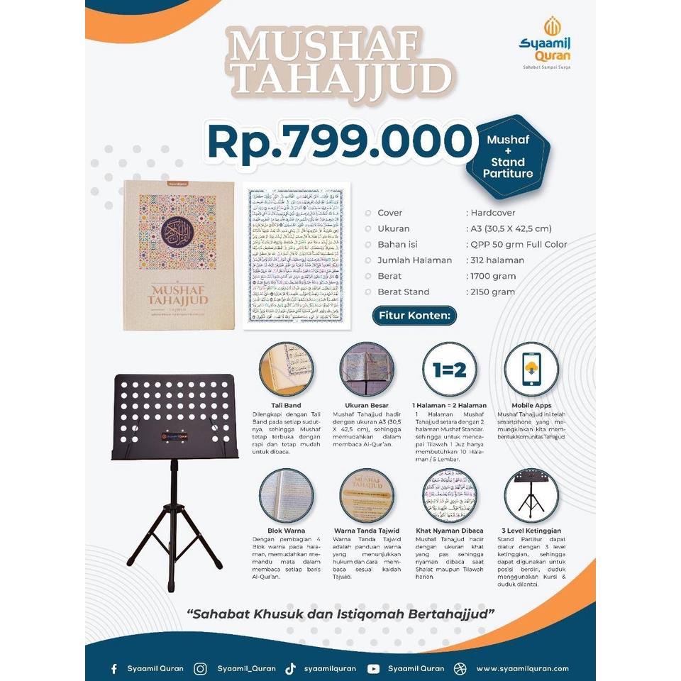 Mushaf Tahajjud TAJWID GRATIS Dudukan Quran | Quran Tahajud | Mushaf Tahajud | Quran Jumbo | Quran Lansia