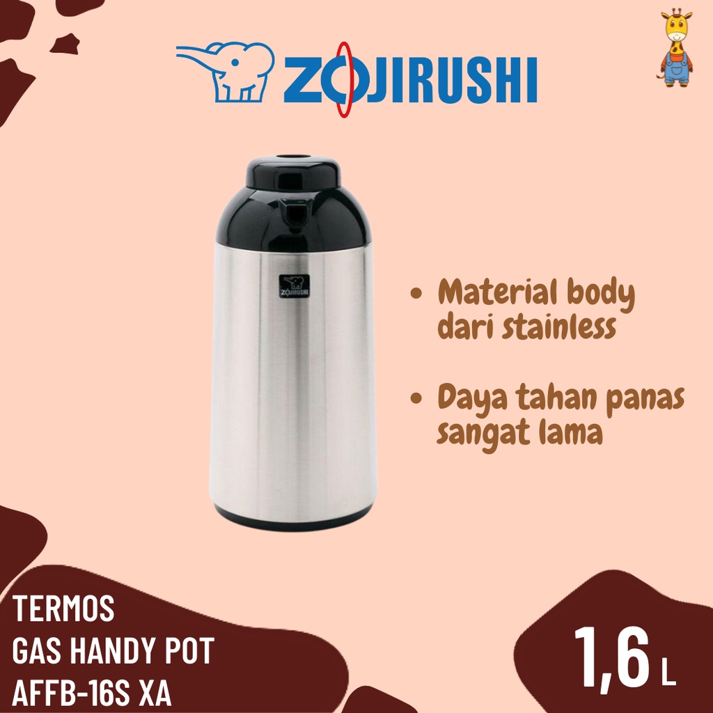 Zojirushi Termos Glass Handy Pot AFFB-16S XA - Vacuum Glass Termos Kaca Air Panas