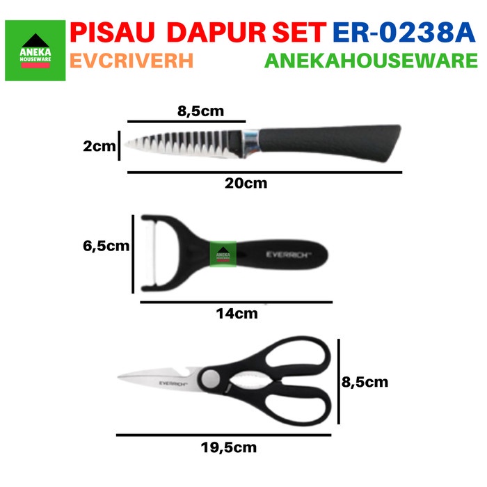 Pisau Dapur Set KNife Stainless ER 0238A EVCRIERH promo