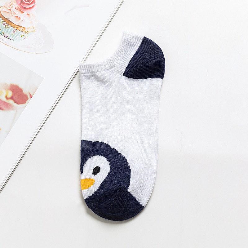 Kaos Kaki Ankle Cute Kaos Kaki Pendek Polos dan Motif Semata Kaki Import Murah Motif Polos-PINGUIN PUTIH