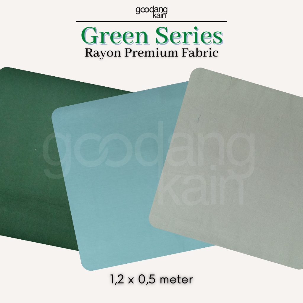 [GREEN SERIES] KAIN METERAN POLOS RAYON KATUN TWILL SANTUNG VISCOSE PREMIUM 100% KATUN COTTON HIJAU 
