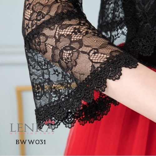 [SIAP KIRIM] BOLERO BROKAT PENGANTIN PESTA WANITA RENDA LACE HITAM BWW031