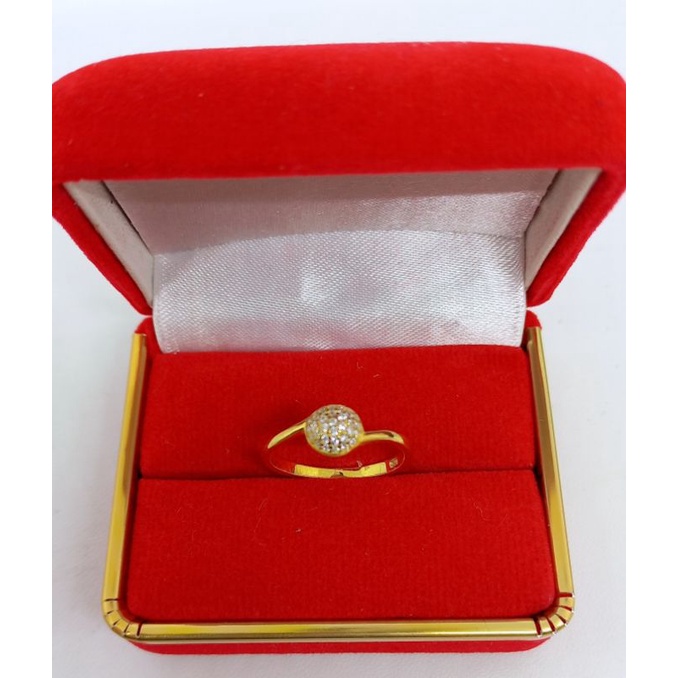 CINCIN PERAK 925 ASLI LAPIS EMAS/CINCIN BULAT MATA PUTIH COR/CINCIN ASLI SILVER/CINCIN FASHION WANITA