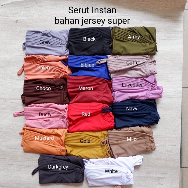 Serut PREMIUM Jilbab instan Serut polos jersey super premium