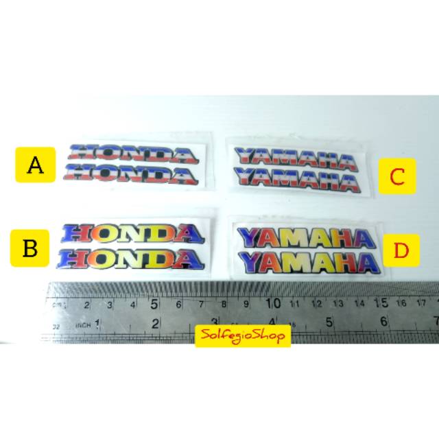 Emblem Motor Honda dan Yamaha Stiker Timbul Bahan Resin Sepasang Sticker Timbul Siap Pasang