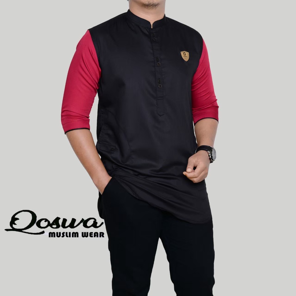 QURTA REGLAN TOYOBO /KEMEJA KOKO PAKISTAN PRIA WARNA MAROON COKLAT HITAM HIJAU PUTIH ABU