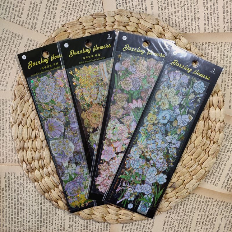 

STIKER WATERPROOF DAZZLING FLOWERS LINE GOLD