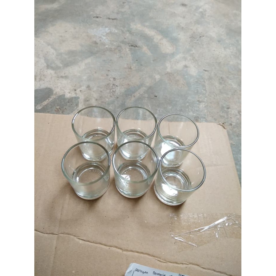 6Pcs Gelas Beling  Bening Gelas Sloki Jamu Kecil Mini 