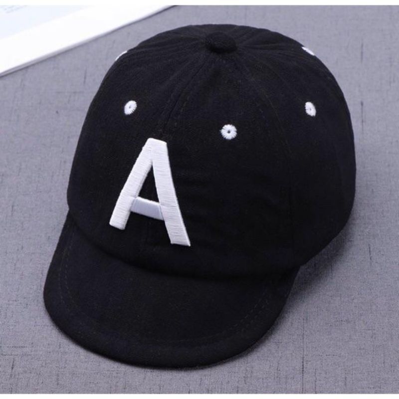 TOPI BASEBALL ANAK BAYI BALITA LAKI PEREMPUAN MOTIF TULISAN HURUF BORDIR IMPORT-6