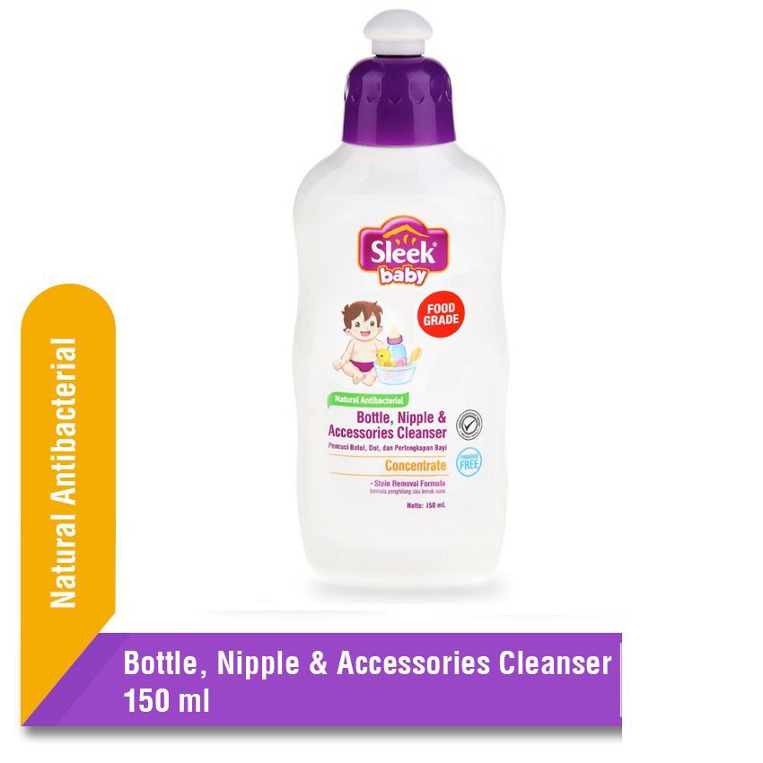 SLEEK BABY BOTTLE NIPPLE CLEANSER 150ML BTL