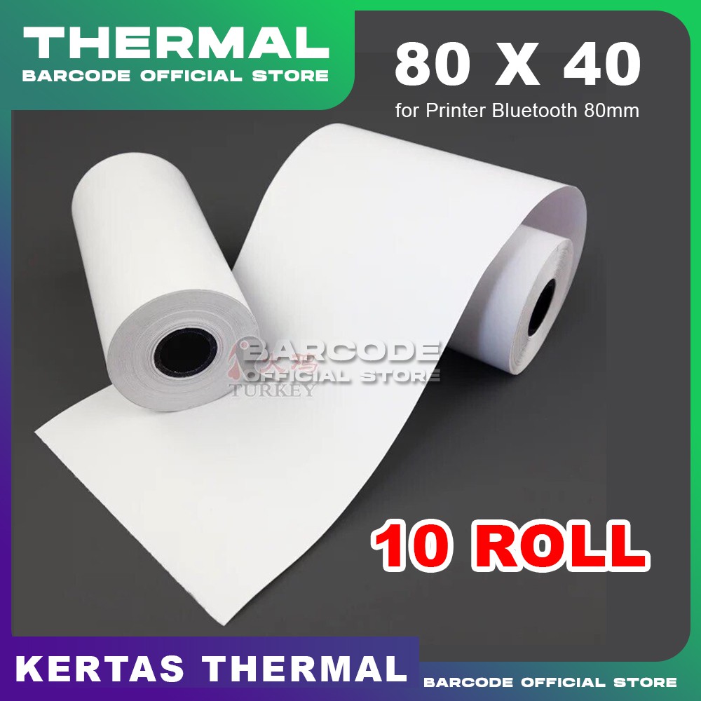 

Kertas Thermal Printer Bluetooth Ukuran 80 x 40 mm ( 10 Roll )