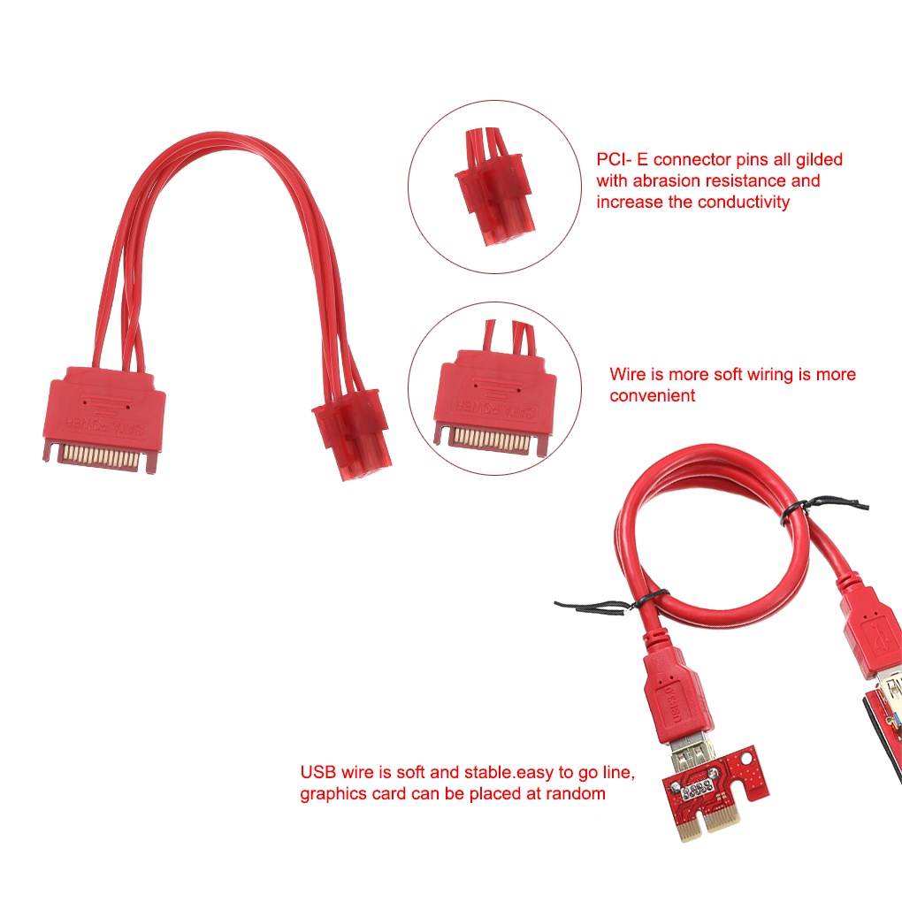 Pci-e Riser Ver011s plus Kartu Grafis GPU Adapter Riser Dengan 13 Lampu Led Warna Merah