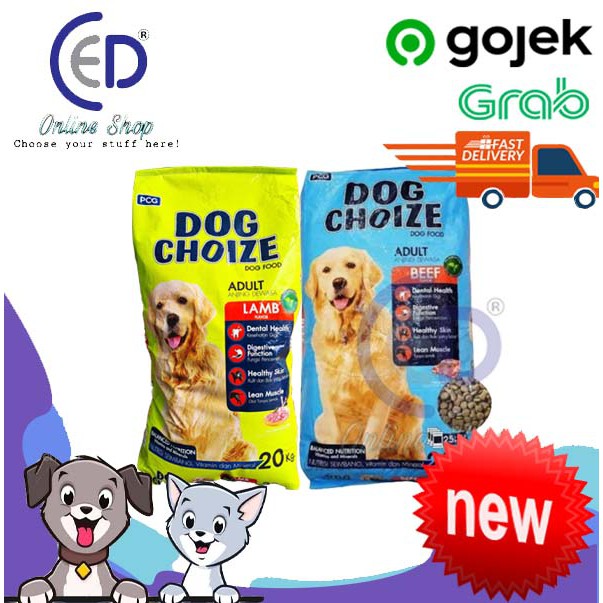 MAKANAN ANJING DOG CHOIZE BEEF &amp; LAMB 20KG BOLT DOG ( GOSEND &amp; GRAB )