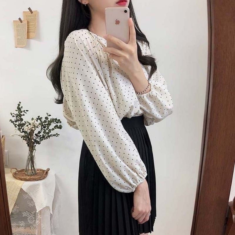 RD FASHION KAYOUNG BLOUSE POLKA  MISAN BLOUSE ATASAN WANITA KOREAN STYLE