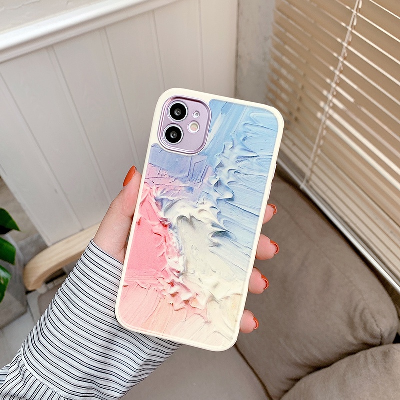 Soft Case TPU Motif Lukisan Minyak Abstrak Untuk Iphone 11 12 13 Pro Max X Xs Xr Xsmax 7 8 Plus