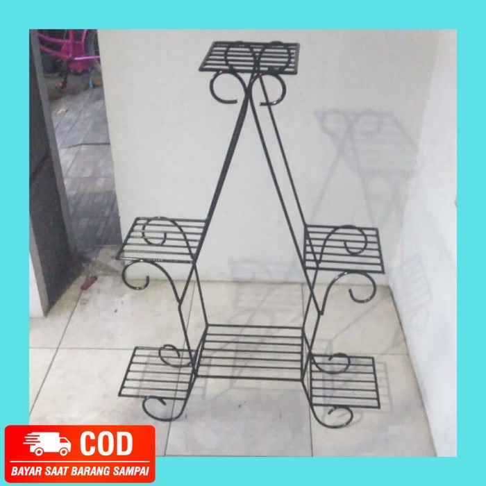 Rak Besi Susun 6 Tingkat Tempat Pot Bunga / Standing Planter Holder - Putih