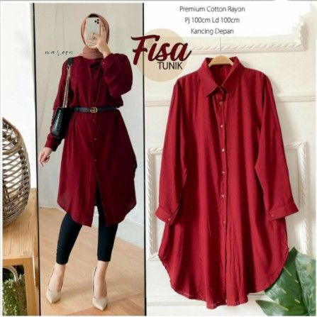 BAJU ATASAN TUNIK MUSLIM WANITA PAKAIAN WIZZY TUNIC LINEN POLOS KEKINIAN BUMIL BUSUI TERBARU 2020