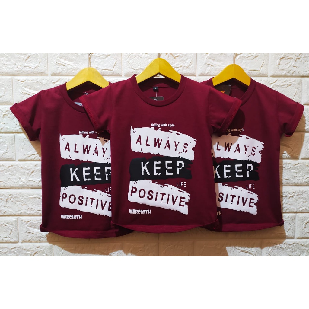 Kaos Anak Laki Laki  Bahan Adem Kualitas Distro Positif marun