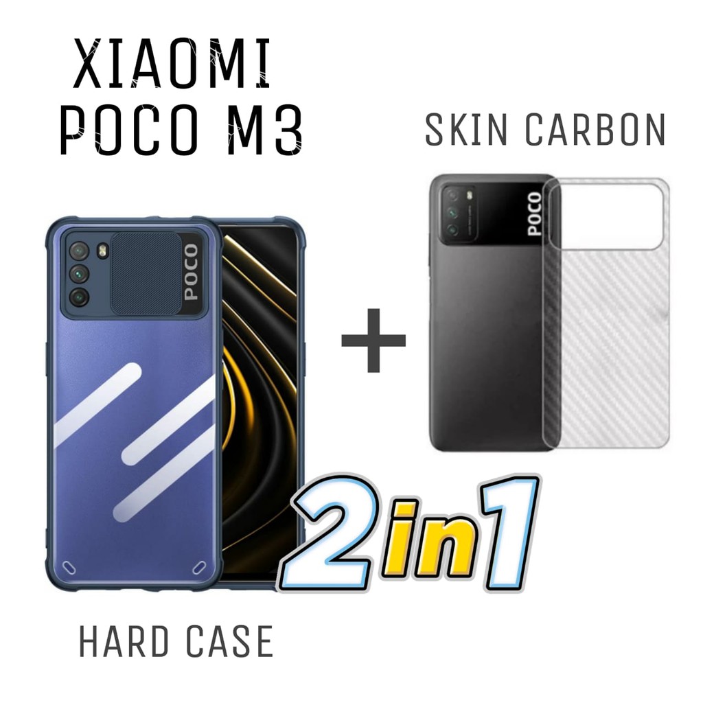 Case POCO M3 Case Fusion Shield Transparant Armor Dan Skin Carbon Garskin Protector