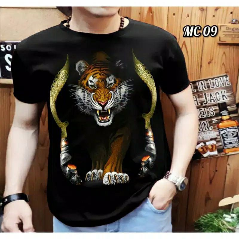 Kaos Distro pria 3D macan MC-09