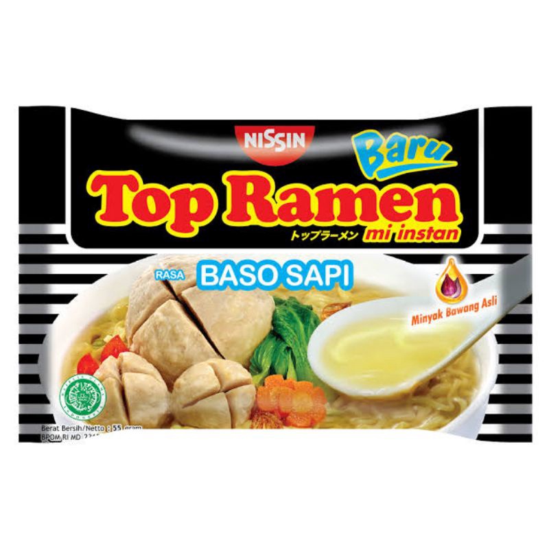 

mie instan top ramen baso sapi / baso sapi pedas 56 gr
