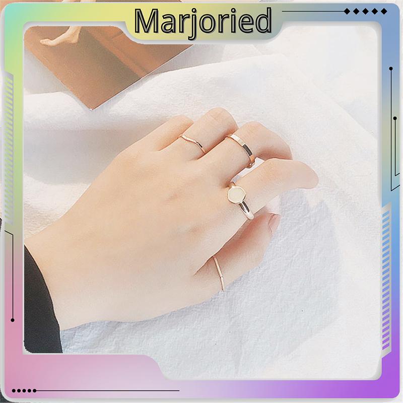 5Pcs / Set Fashion Cincin Tidak Beraturan Logam Gelombang Sederhana Yang Dipersonalisasi-MJD