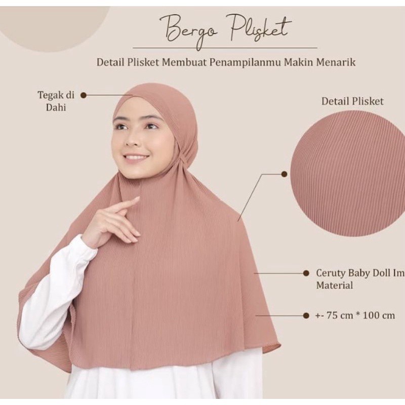 Kerudung Instan Tali Maryam Plisket Ceruty BabyDoll Hijab Plisket Jilbab Bergo Plisket Terbaru Pasar Hija'b